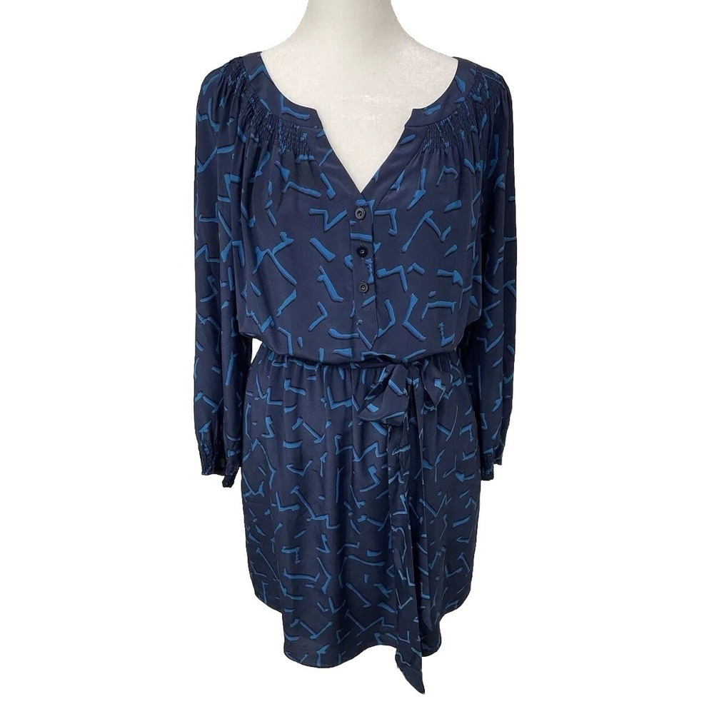 Shoshanna‎ Silk Blue Tie Waist Dress Size 8 Belted